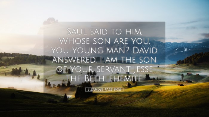 Picture 05 - 1 Samuel 17:58 WEB Desktop Wallpaper - Saul said to him, Whose son are you, you young - Desktop Bible Verse Wallpaper