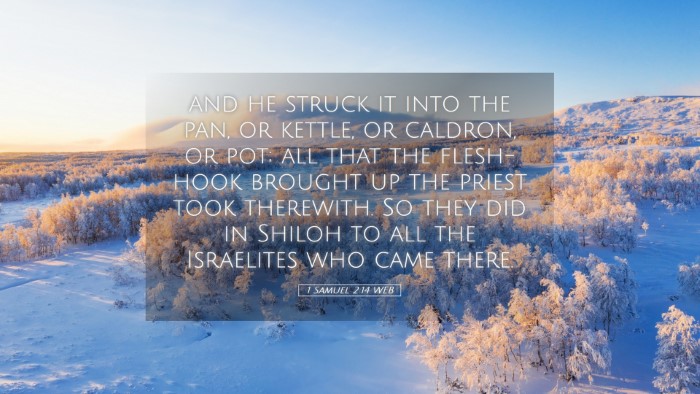 Picture 05 - 1 Samuel 2:14 WEB Desktop Wallpaper - and he struck it into the pan, or kettle, or - Desktop Bible Verse Wallpaper