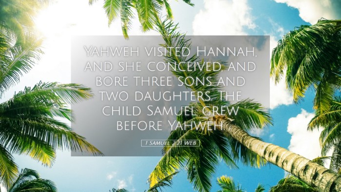 Picture 05 - 1 Samuel 2:21 WEB Desktop Wallpaper - Yahweh visited Hannah, and she conceived, and - Desktop Bible Verse Wallpaper