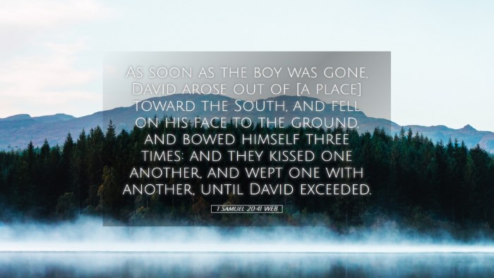 Picture 05 - 1 Samuel 20:41 WEB Desktop Wallpaper - As soon as the boy was gone, David arose out of - Desktop Bible Verse Wallpaper