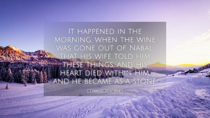 Picture 05 - 1 Samuel 25:37 WEB Desktop Wallpaper - It happened in the morning, when the wine was - Desktop Bible Verse Wallpaper