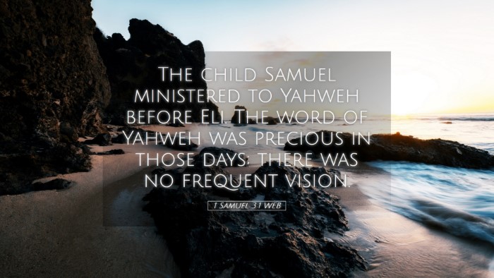Picture 05 - 1 Samuel 3:1 WEB Desktop Wallpaper - The child Samuel ministered to Yahweh before Eli. - Desktop Bible Verse Wallpaper