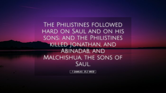 Picture 05 - 1 Samuel 31:2 WEB Desktop Wallpaper - The Philistines followed hard on Saul and on his - Desktop Bible Verse Wallpaper