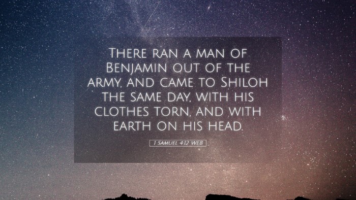 Picture 05 - 1 Samuel 4:12 WEB Desktop Wallpaper - There ran a man of Benjamin out of the army, and - Desktop Bible Verse Wallpaper