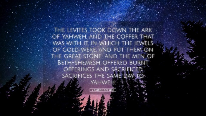 Picture 05 - 1 Samuel 6:15 WEB Desktop Wallpaper - The Levites took down the ark of Yahweh, and the - Desktop Bible Verse Wallpaper