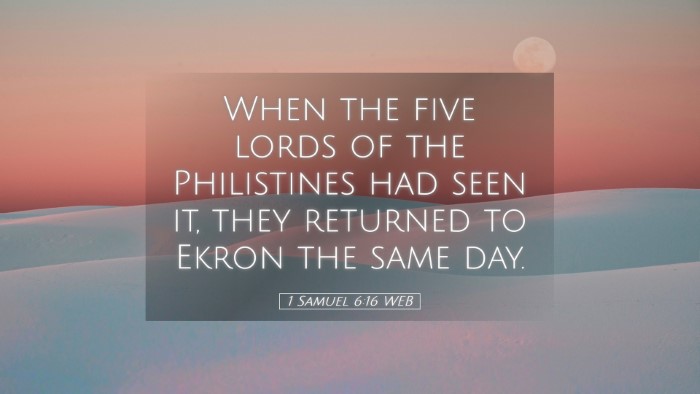 Picture 05 - 1 Samuel 6:16 WEB Desktop Wallpaper - When the five lords of the Philistines had seen - Desktop Bible Verse Wallpaper