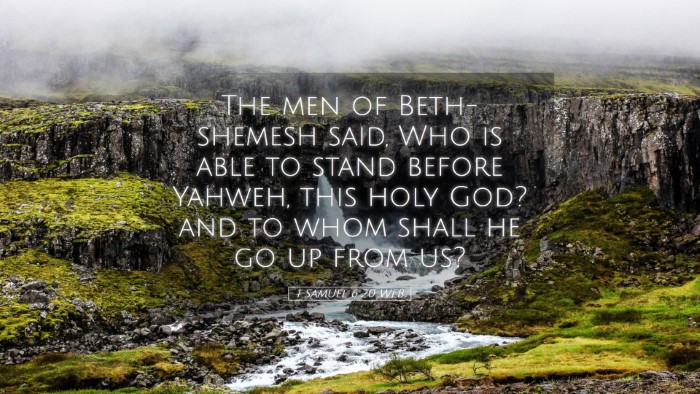 Picture 05 - 1 Samuel 6:20 WEB Desktop Wallpaper - The men of Beth-shemesh said, Who is able to - Desktop Bible Verse Wallpaper