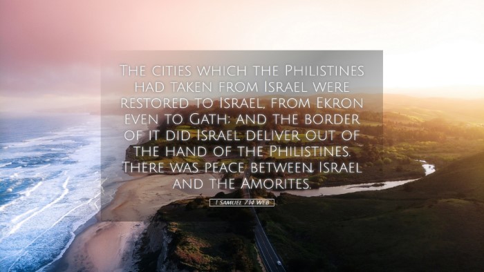 Picture 05 - 1 Samuel 7:14 WEB Desktop Wallpaper - The cities which the Philistines had taken from - Desktop Bible Verse Wallpaper