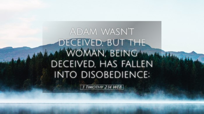 Picture 05 - 1 Timothy 2:14 WEB Desktop Wallpaper - Adam wasn't deceived, but the woman, being - Desktop Bible Verse Wallpaper
