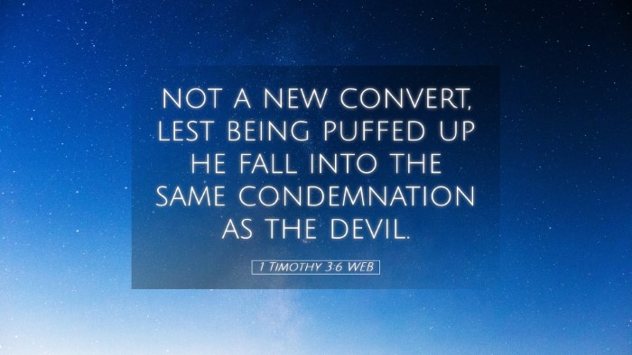 Picture 05 - 1 Timothy 3:6 WEB Desktop Wallpaper - not a new convert, lest being puffed up he fall - Desktop Bible Verse Wallpaper