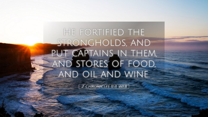 Picture 05 - 2 Chronicles 11:11 WEB Desktop Wallpaper - He fortified the strongholds, and put captains in - Desktop Bible Verse Wallpaper