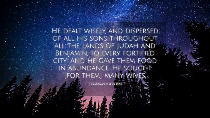 Picture 05 - 2 Chronicles 11:23 WEB Desktop Wallpaper - He dealt wisely, and dispersed of all his sons - Desktop Bible Verse Wallpaper