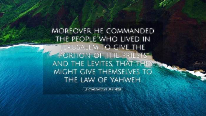 Picture 05 - 2 Chronicles 31:4 WEB Desktop Wallpaper - Moreover he commanded the people who lived in - Desktop Bible Verse Wallpaper