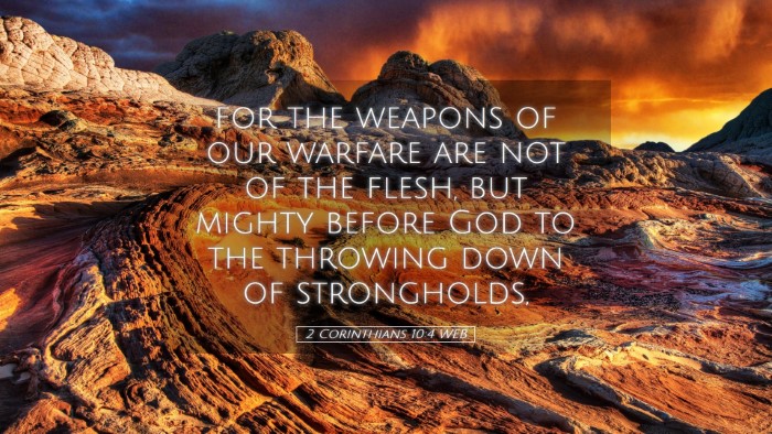 Picture 05 - 2 Corinthians 10:4 WEB Desktop Wallpaper - for the weapons of our warfare are not of the - Desktop Bible Verse Wallpaper