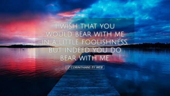 Picture 05 - 2 Corinthians 11:1 WEB Desktop Wallpaper - I wish that you would bear with me in a little - Desktop Bible Verse Wallpaper