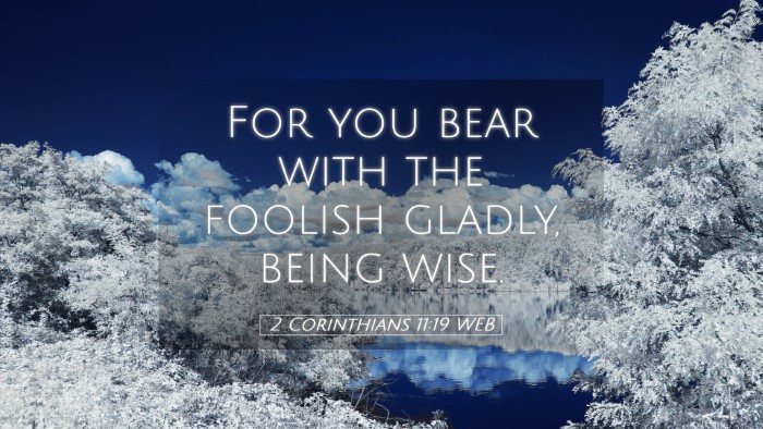 Picture 05 - 2 Corinthians 11:19 WEB Desktop Wallpaper - For you bear with the foolish gladly, being - Desktop Bible Verse Wallpaper