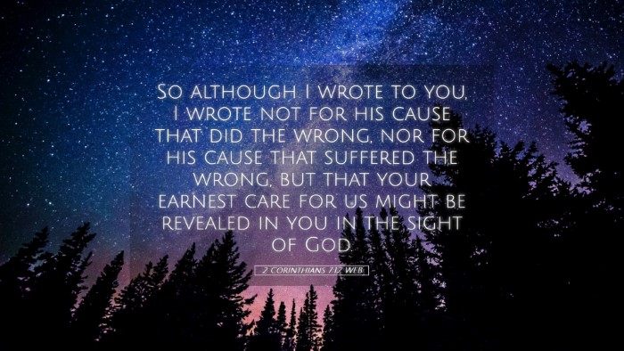 Picture 05 - 2 Corinthians 7:12 WEB Desktop Wallpaper - So although I wrote to you, I wrote not for his - Desktop Bible Verse Wallpaper