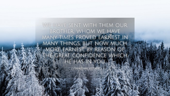 Picture 05 - 2 Corinthians 8:22 WEB Desktop Wallpaper - We have sent with them our brother, whom we have - Desktop Bible Verse Wallpaper