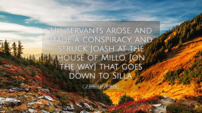 Picture 05 - 2 Kings 12:20 WEB Desktop Wallpaper - His servants arose, and made a conspiracy, and - Desktop Bible Verse Wallpaper