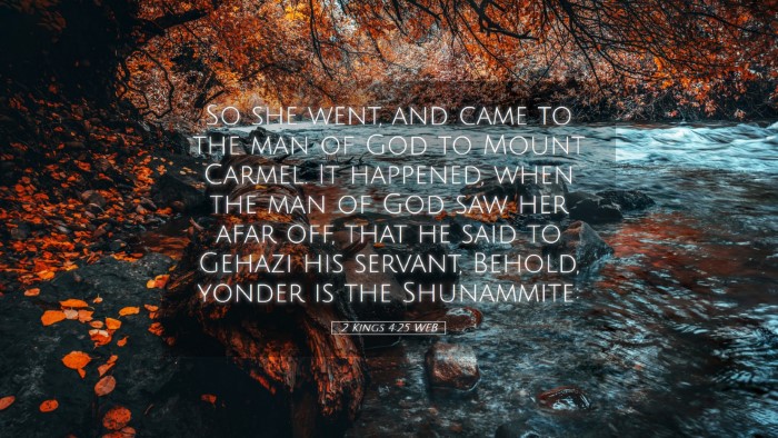 Picture 05 - 2 Kings 4:25 WEB Desktop Wallpaper - So she went, and came to the man of God to Mount - Desktop Bible Verse Wallpaper