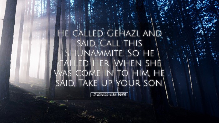 Picture 05 - 2 Kings 4:36 WEB Desktop Wallpaper - He called Gehazi, and said, Call this Shunammite. - Desktop Bible Verse Wallpaper