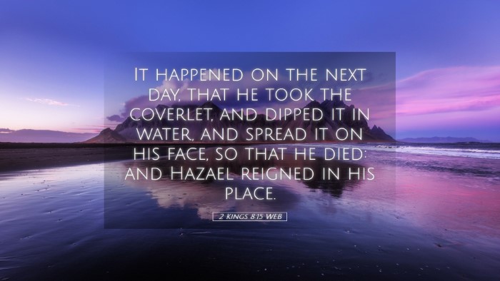 Picture 05 - 2 Kings 8:15 WEB Desktop Wallpaper - It happened on the next day, that he took the - Desktop Bible Verse Wallpaper