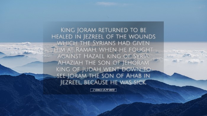 Picture 05 - 2 Kings 8:29 WEB Desktop Wallpaper - King Joram returned to be healed in Jezreel of - Desktop Bible Verse Wallpaper