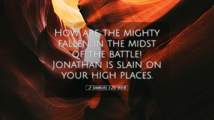 Picture 05 - 2 Samuel 1:25 WEB Desktop Wallpaper - How are the mighty fallen in the midst of the - Desktop Bible Verse Wallpaper