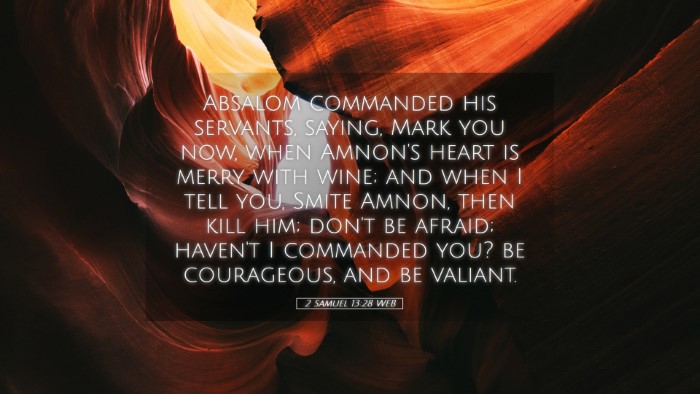 Picture 05 - 2 Samuel 13:28 WEB Desktop Wallpaper - Absalom commanded his servants, saying, Mark you - Desktop Bible Verse Wallpaper
