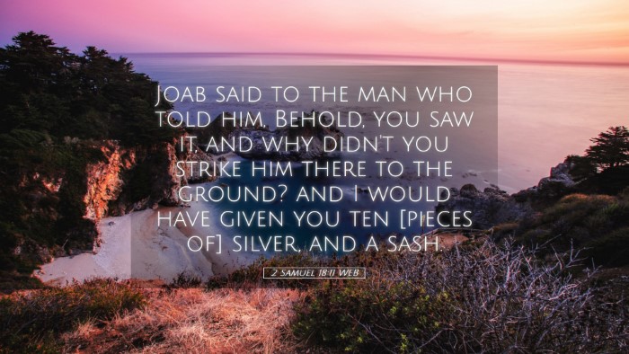 Picture 05 - 2 Samuel 18:11 WEB Desktop Wallpaper - Joab said to the man who told him, Behold, you - Desktop Bible Verse Wallpaper