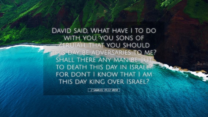 Picture 05 - 2 Samuel 19:22 WEB Desktop Wallpaper - David said, What have I to do with you, you sons - Desktop Bible Verse Wallpaper