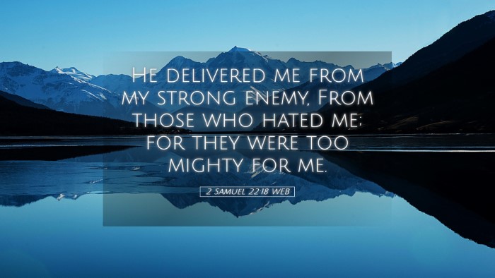 Picture 05 - 2 Samuel 22:18 WEB Desktop Wallpaper - He delivered me from my strong enemy, From those - Desktop Bible Verse Wallpaper
