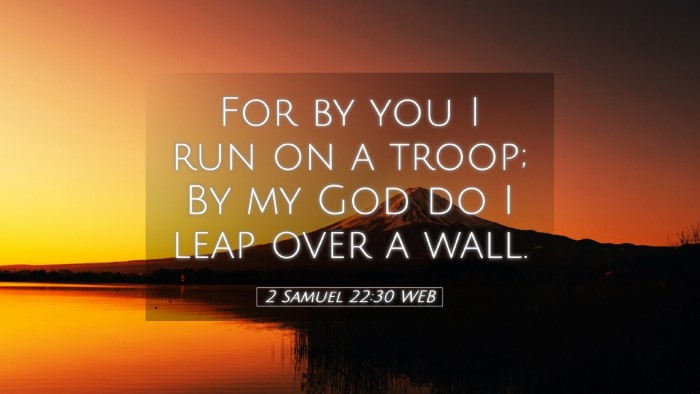 Picture 05 - 2 Samuel 22:30 WEB Desktop Wallpaper - For by you I run on a troop; By my God do I leap - Desktop Bible Verse Wallpaper