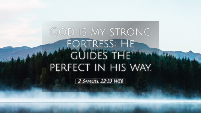 Picture 05 - 2 Samuel 22:33 WEB Desktop Wallpaper - God is my strong fortress; He guides the perfect - Desktop Bible Verse Wallpaper