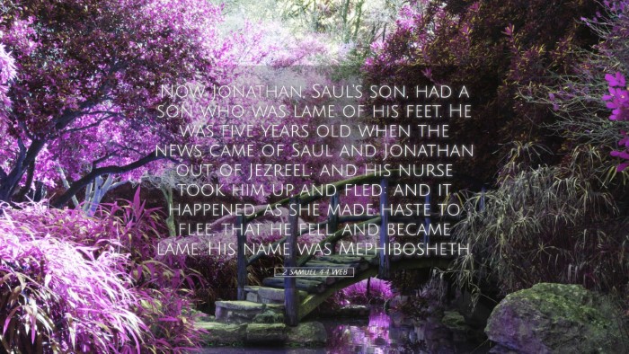 Picture 05 - 2 Samuel 4:4 WEB Desktop Wallpaper - Now Jonathan, Saul's son, had a son who was lame - Desktop Bible Verse Wallpaper