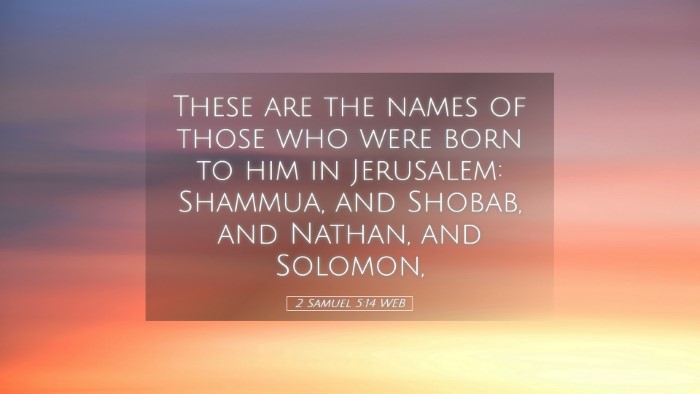 Picture 05 - 2 Samuel 5:14 WEB Desktop Wallpaper - These are the names of those who were born to him - Desktop Bible Verse Wallpaper
