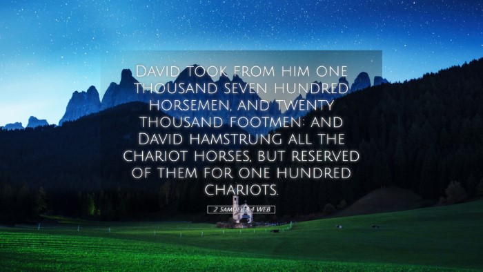 Picture 05 - 2 Samuel 8:4 WEB Desktop Wallpaper - David took from him one thousand seven hundred - Desktop Bible Verse Wallpaper