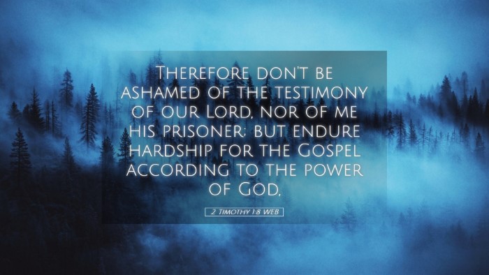 Picture 05 - 2 Timothy 1:8 WEB Desktop Wallpaper - Therefore don't be ashamed of the testimony of - Desktop Bible Verse Wallpaper