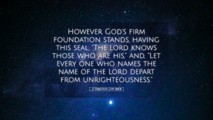 Picture 05 - 2 Timothy 2:19 WEB Desktop Wallpaper - However God's firm foundation stands, having this - Desktop Bible Verse Wallpaper