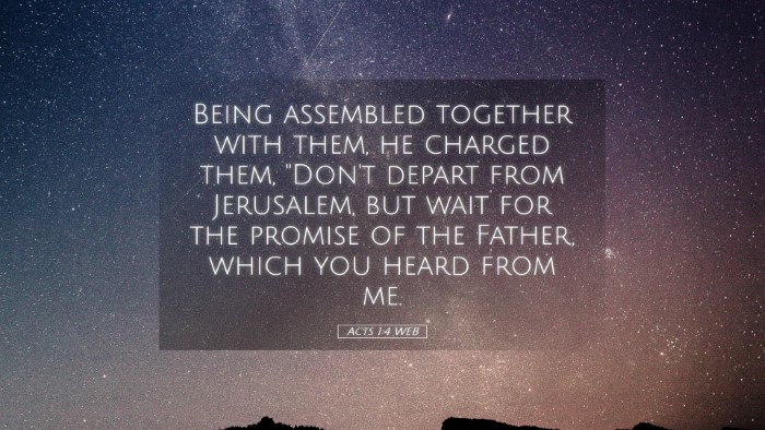 Picture 05 - Acts 1:4 WEB Desktop Wallpaper - Being assembled together with them, he charged - Desktop Bible Verse Wallpaper