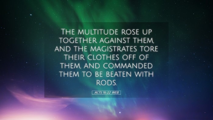 Picture 05 - Acts 16:22 WEB Desktop Wallpaper - The multitude rose up together against them, and - Desktop Bible Verse Wallpaper