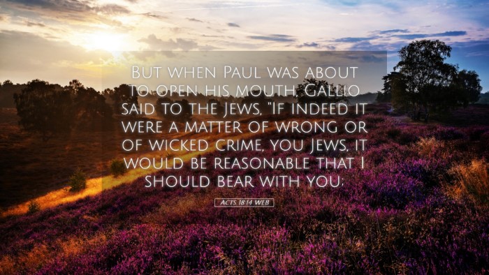 Picture 05 - Acts 18:14 WEB Desktop Wallpaper - But when Paul was about to open his mouth, Gallio - Desktop Bible Verse Wallpaper