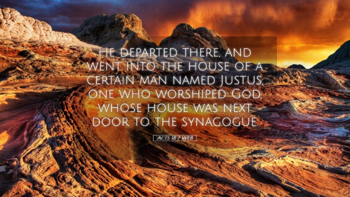 Picture 05 - Acts 18:7 WEB Desktop Wallpaper - He departed there, and went into the house of a - Desktop Bible Verse Wallpaper