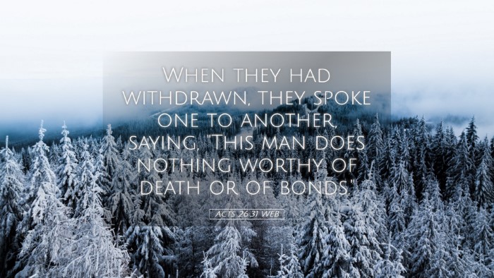 Picture 05 - Acts 26:31 WEB Desktop Wallpaper - When they had withdrawn, they spoke one to - Desktop Bible Verse Wallpaper