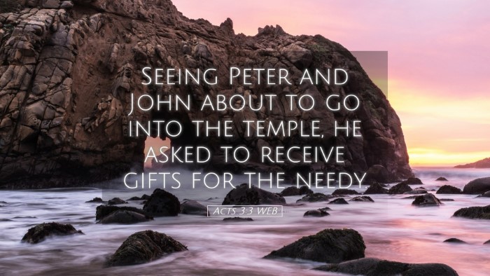 Picture 05 - Acts 3:3 WEB Desktop Wallpaper - Seeing Peter and John about to go into the - Desktop Bible Verse Wallpaper
