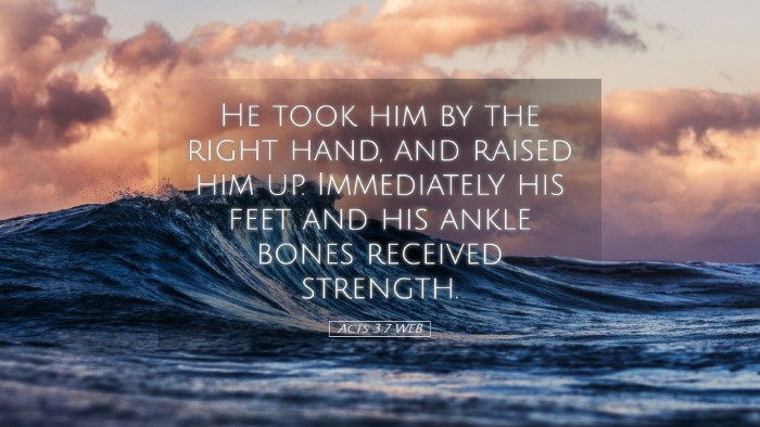 Picture 05 - Acts 3:7 WEB Desktop Wallpaper - He took him by the right hand, and raised him up. - Desktop Bible Verse Wallpaper