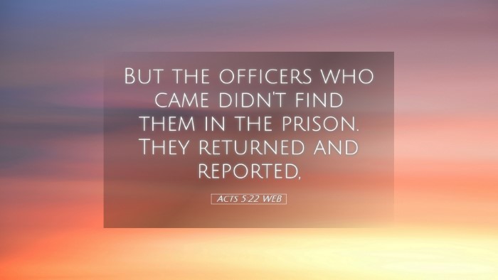Picture 05 - Acts 5:22 WEB Desktop Wallpaper - But the officers who came didn't find them in the - Desktop Bible Verse Wallpaper