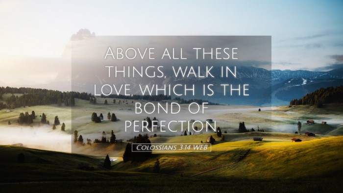 Picture 05 - Colossians 3:14 WEB Desktop Wallpaper - Above all these things, walk in love, which is - Desktop Bible Verse Wallpaper