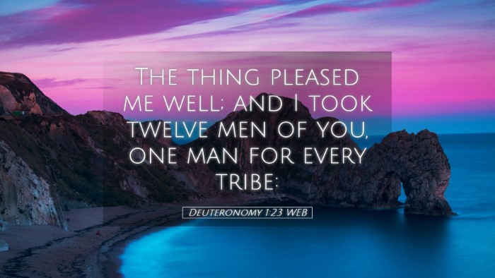 Picture 05 - Deuteronomy 1:23 WEB Desktop Wallpaper - The thing pleased me well; and I took twelve men - Desktop Bible Verse Wallpaper