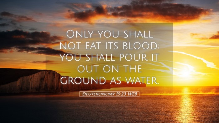 Picture 05 - Deuteronomy 15:23 WEB Desktop Wallpaper - Only you shall not eat its blood; you shall pour - Desktop Bible Verse Wallpaper